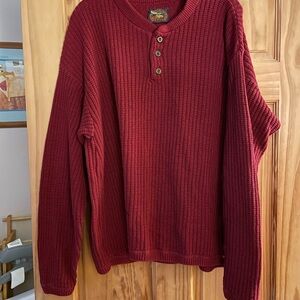 Men's Burgundy Buttoned Crewneck Sweater